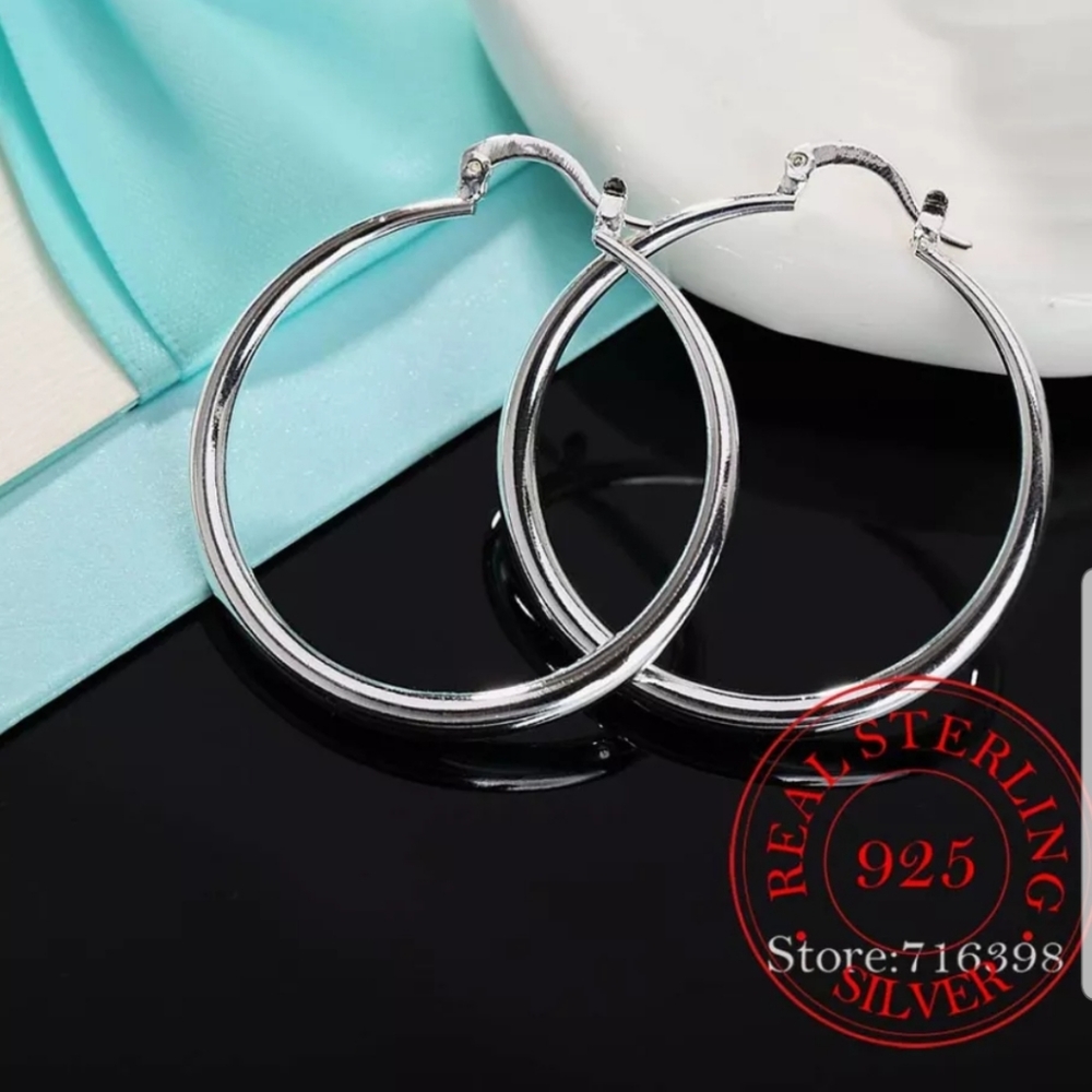 STERLING SILVER HOOP EARRINGS - Picture 3 of 5
